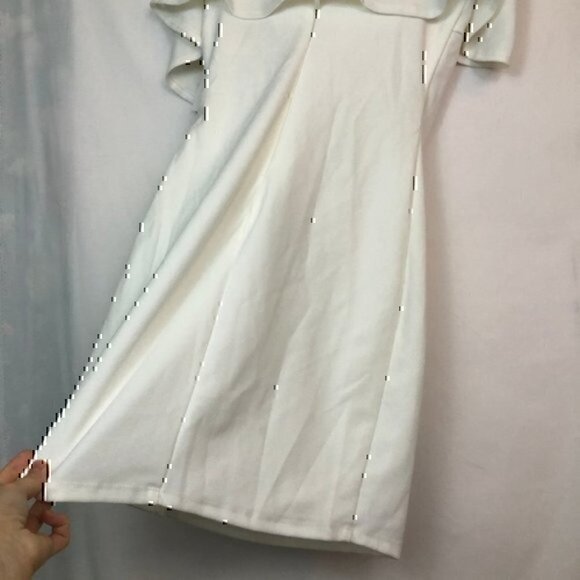 NEW NWT SEQUIN HEARTS Off the Shoulder Dress Cream Ivory Fitted Bodycon Mini 9 - Picture 8 of 9